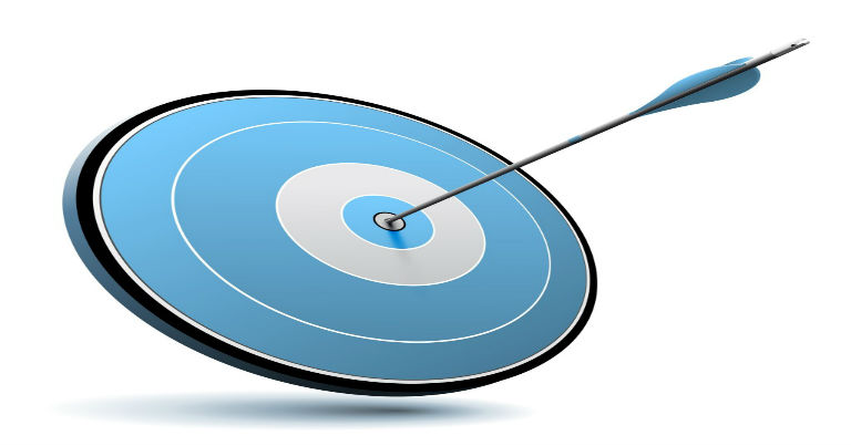 blue target with an arrow in the bullseye