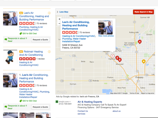 screenshots of company listings on google maps