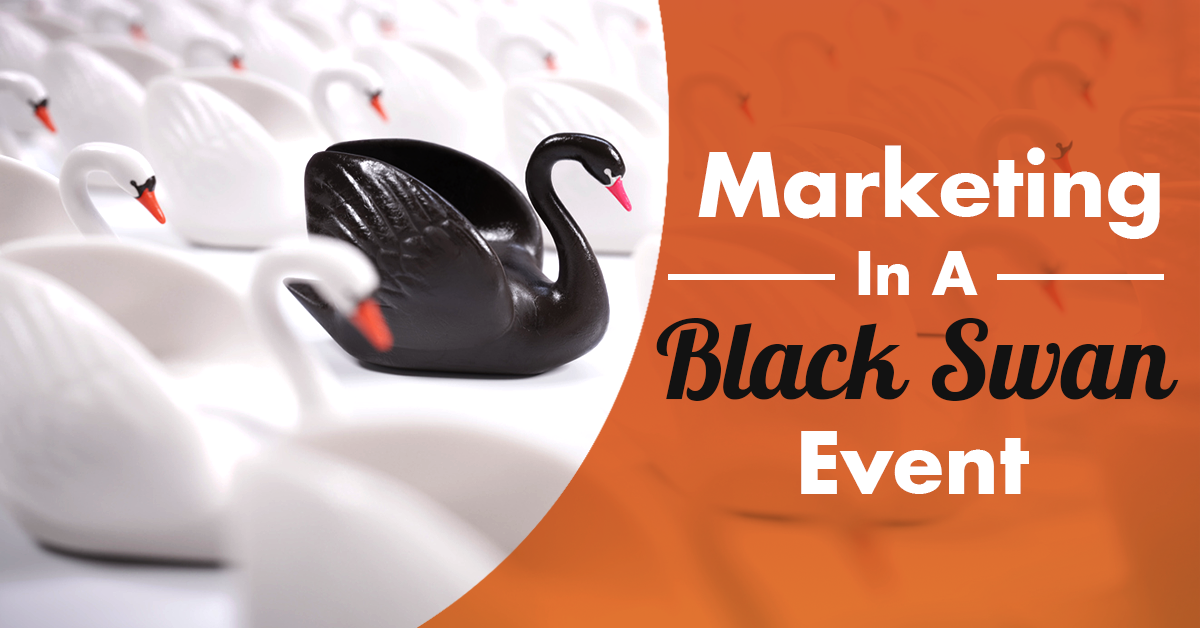 marketing in a black swan event header, orange