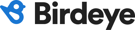 horizontal black and blue birdeye logo