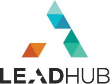 leadhub orange, green, blue triangular logo