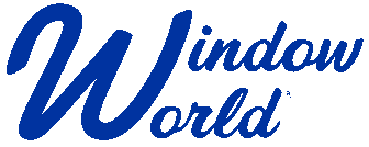 horizontal blue stacked window world logo