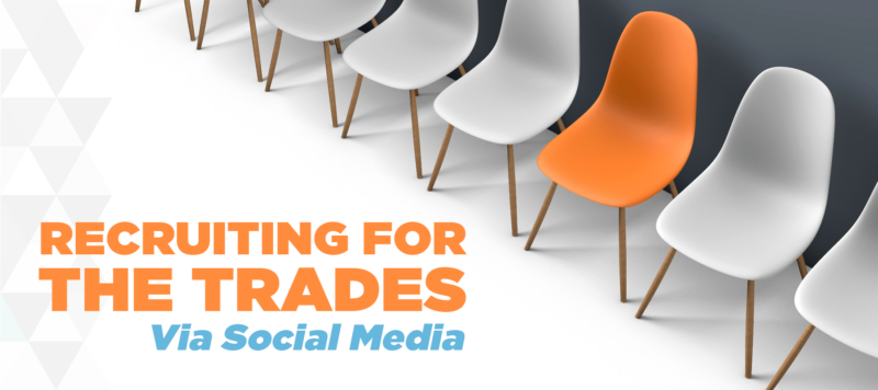 graphic that says recruiting for the trades with an image of four white chairs and one orange one